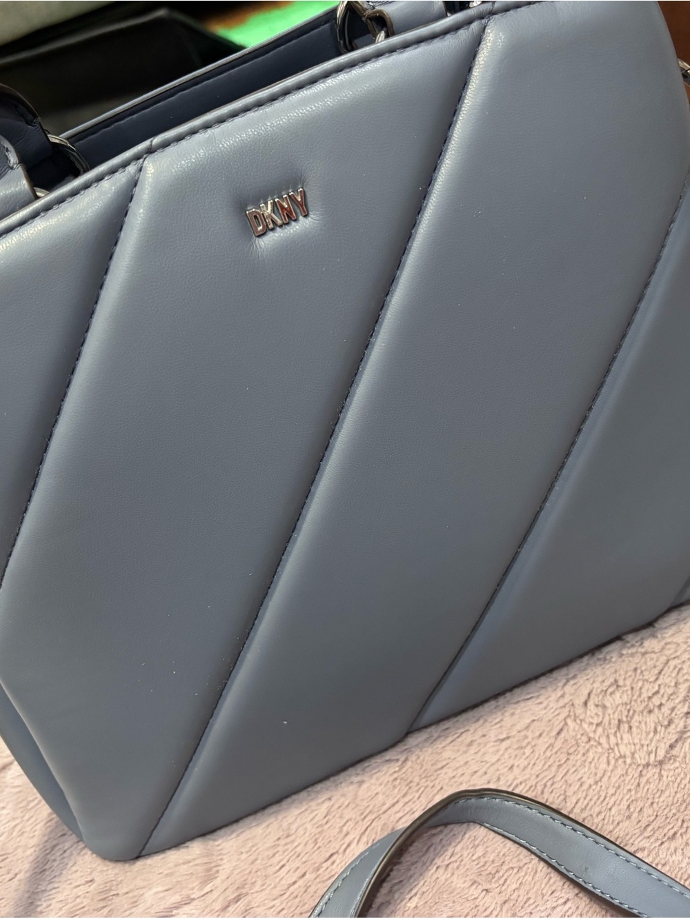 DKNY Quilted Shoulder Tote in Slate Blue